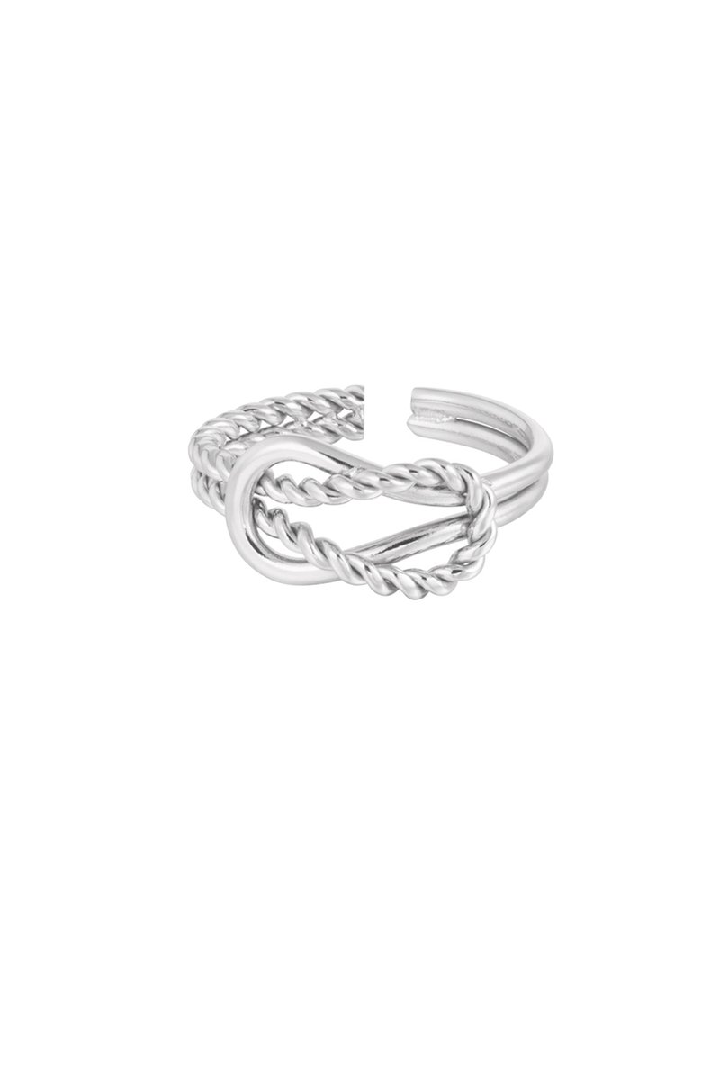 Ring gelinkt - Yehwang - Ring - One size - Stainless Steel (verkleurt niet!) - Zilverkleurig