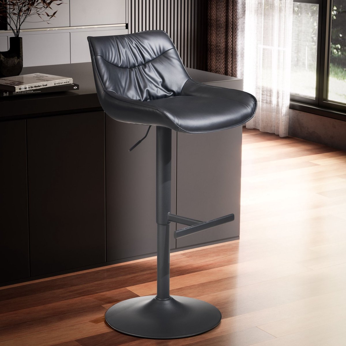 Sky Style Fizz Zwart Kunstleder Barstoel Draaibaar
