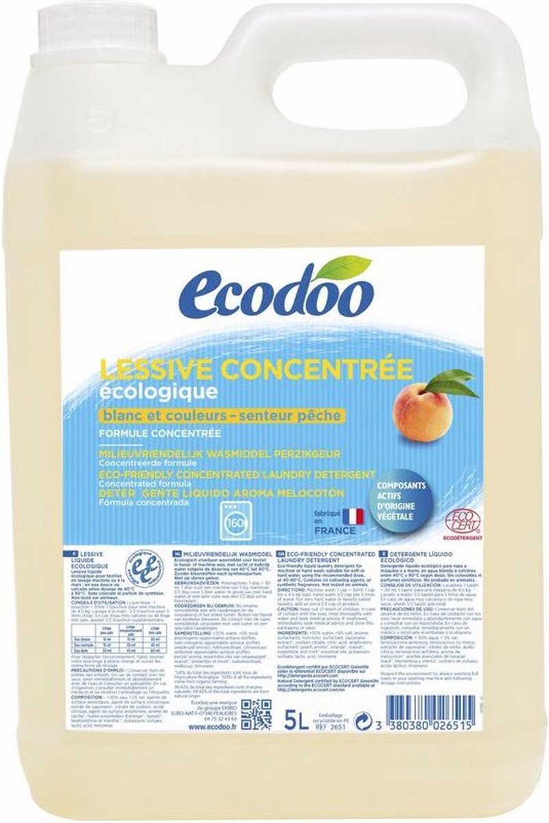 Goedkoopste Ecodoo Vloeibaar Wasmiddel Geconcentreerd Perzik 5L Grootverpakking