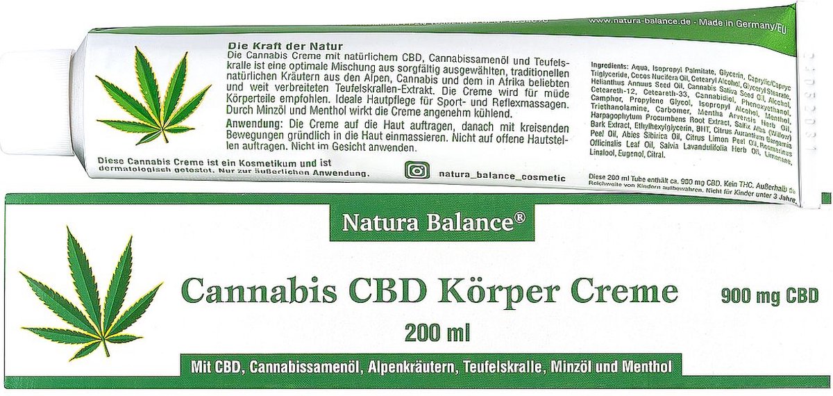 Natura Balance CBD Creme 200ML met 900mg CBD