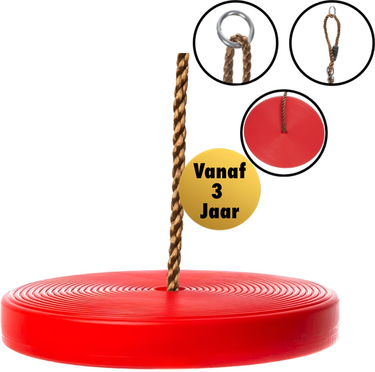 Swing King Schommelzitje Disc 28cm Duurzaam Veilig en Comfortabel Schommelplezier voor Kinderen in de Tuin Rood