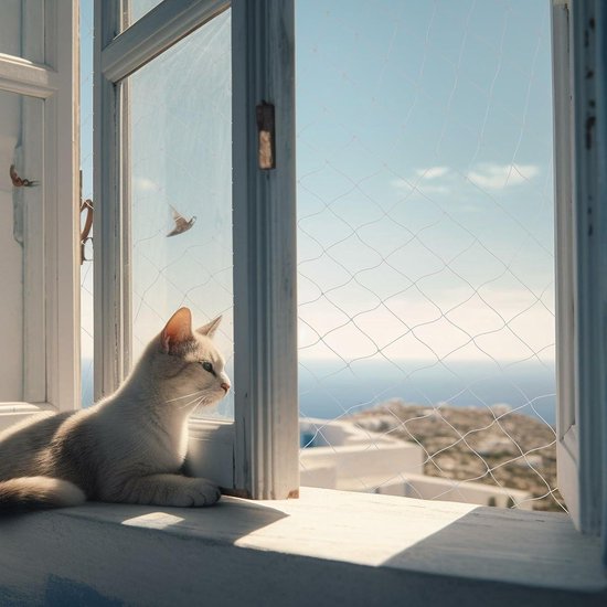FIYSON Veiligheidsnet voor kinderen, balkon, kattennet, nieuwe upgrade 3 cm, mesh, veiligheidsnet, veiligheidsnet, huisdier, kattennet, anti-val, beschermingsnet, voor balkon en trapleuning (1,5 x 3