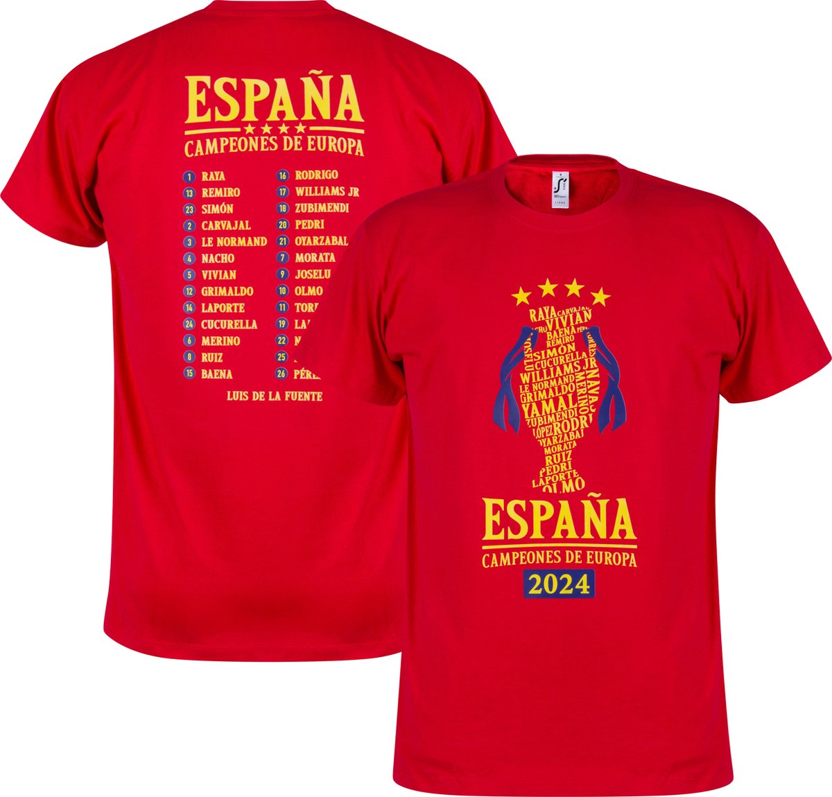 Spanje Campeones de Europa 2024 Selectie T-Shirt - Rood - XL