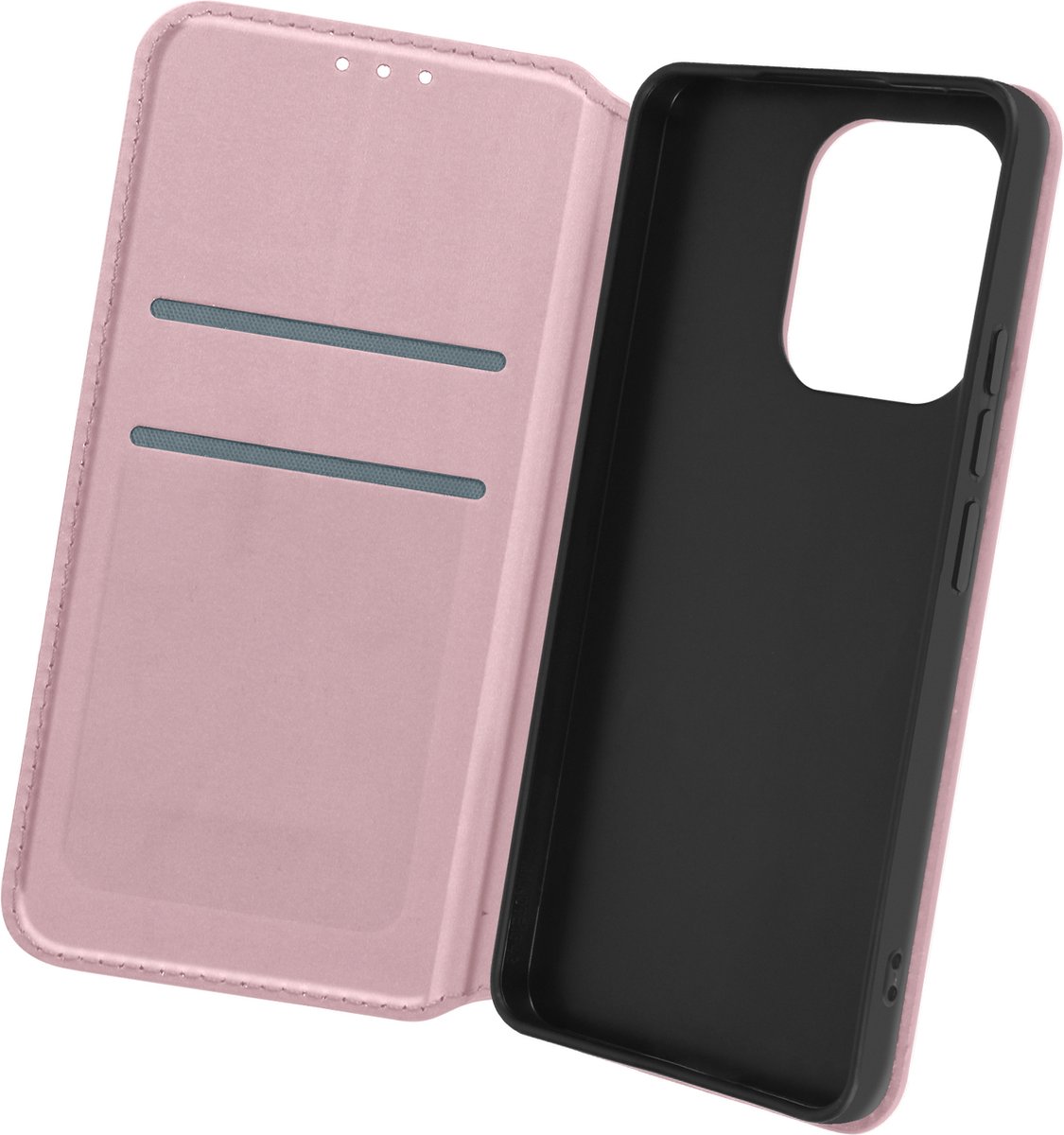 Avizar Foliohoes Geschikt voor Xiaomi Redmi Note 13 4G Multifunctioneel, Champagneroze