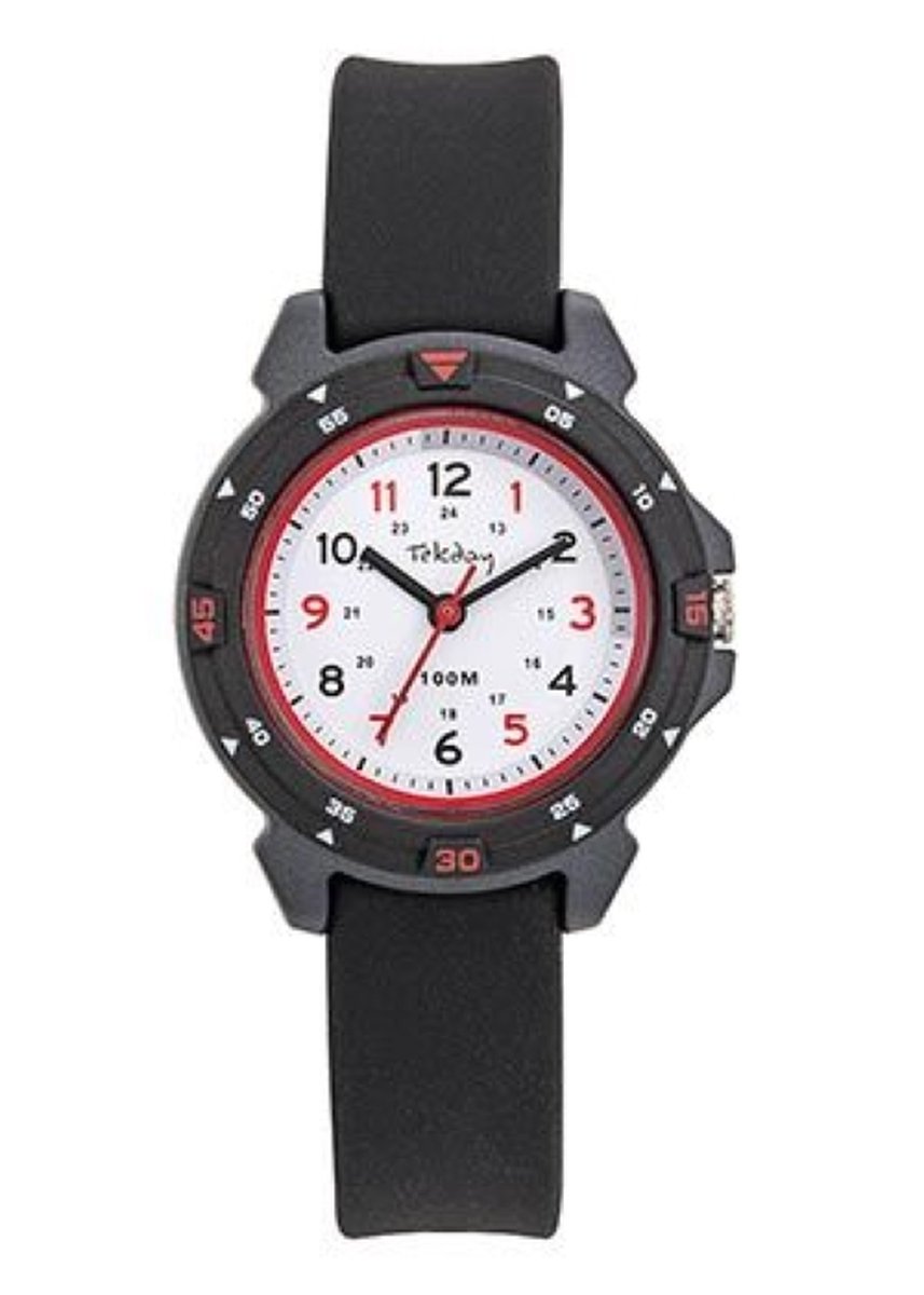 Tekday-Horloge-Kinder-32MM-Zwart-Grijs-Rood-draaibare bezel-Silicone-Licht draagcomfort-soepel om de pols