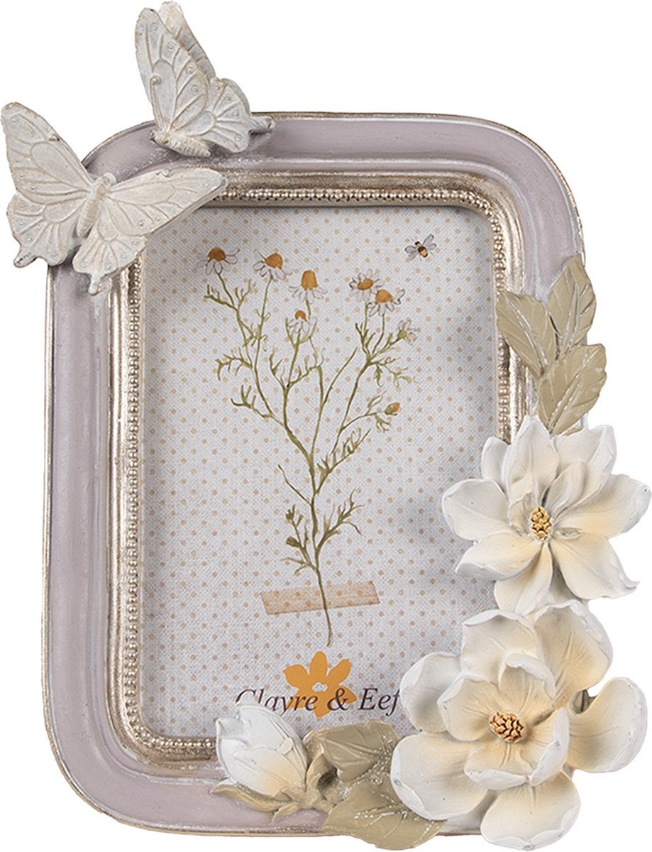 Clayre & Eef Fotolijst 10x15 cm Paars Polyresin Vlinders