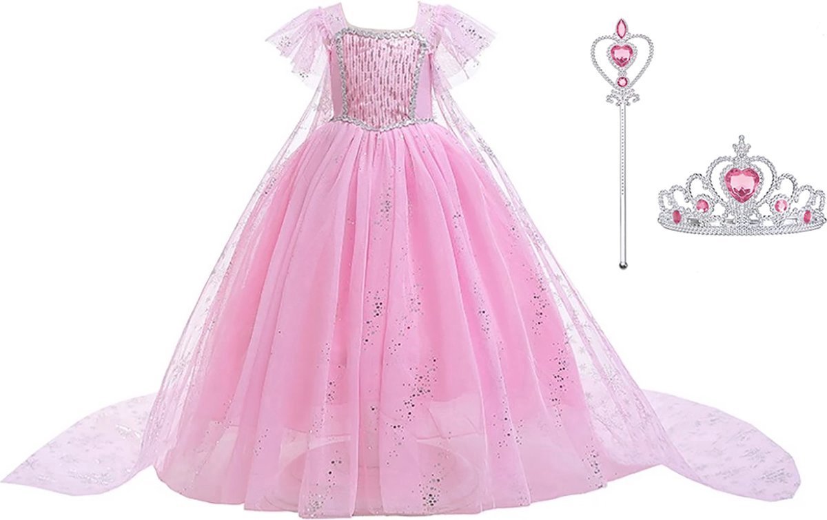 Joya Kids® Roze Prinses Jurk | Luxe Verkleedjurk | Prinsessenjurk Meisje | Verkleedkleren Meisje | Prinsessen Verkleedkleding | Carnavalskleding Kinderen | Roze | | Cadeau Meisje Sinterklaas — afbeelding 2