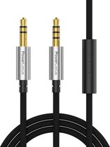 Câble Aux PowerLocus 3,5 mm - Câble Audio - Avec Microphone - Male à Male - Plaqué Or - 1 mètre - Zwart