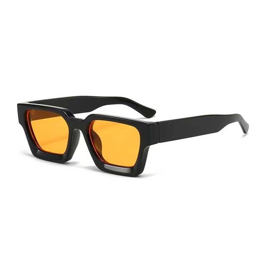 partybril vierkant - Festival bril - Rave bril - Glasses - Dik montuur - Zwart met oranje lenzen — afbeelding 4