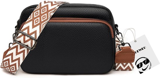 Geweo Sac à bandoulière Femme - Sac bandoulière - Sac bandoulière - Sac femme - Sac téléphone - Klein sac à main femme - Zwart + Marron