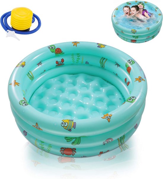 Speelzwembad – Kinderzwembad – Kinder Zwembad – Speelzwembad Kinderen – Peuter Zwembad – Speel Zwembad Met Luchtpomp – Oplaas Zwembad Diameter 100 x 27 cm – Rond