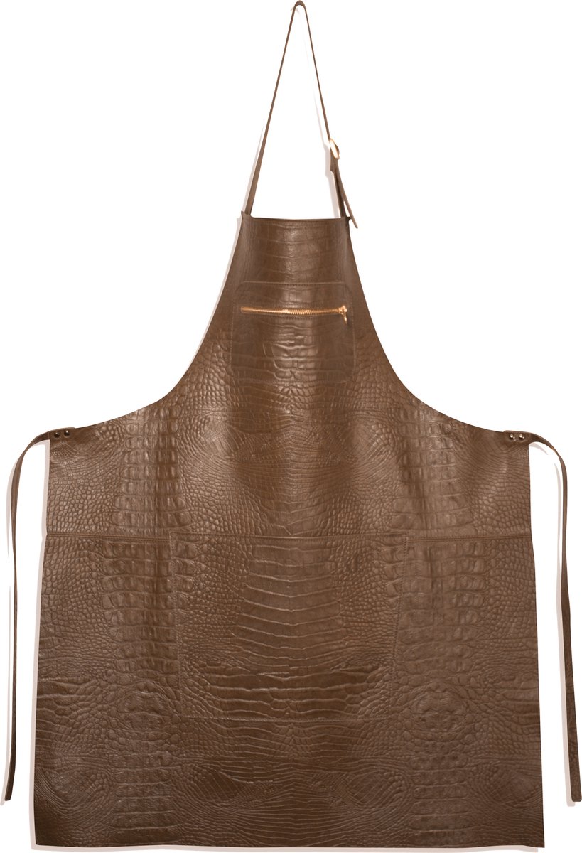 Dutchdeluxes - Luxe - Volnerf leer - Schort in ritsstijl - Horecaschort - Hoge kwaliteit - Taupe