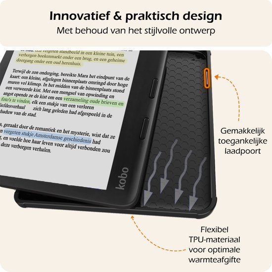 Hoesje Geschikt voor Kobo Libra Colour Hoes Book Case Trifold - Hoes Geschikt voor Kobo Libra Colour Hoesje Book Cover Met Screenprotector - Galaxy van Hoesje  — afbeelding 5
