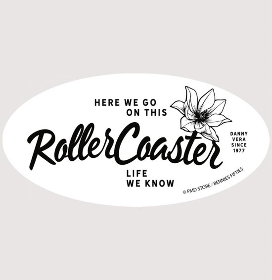 Danny Vera Sticker Roller Coaster Wit Ovaal 14 x 7 cm