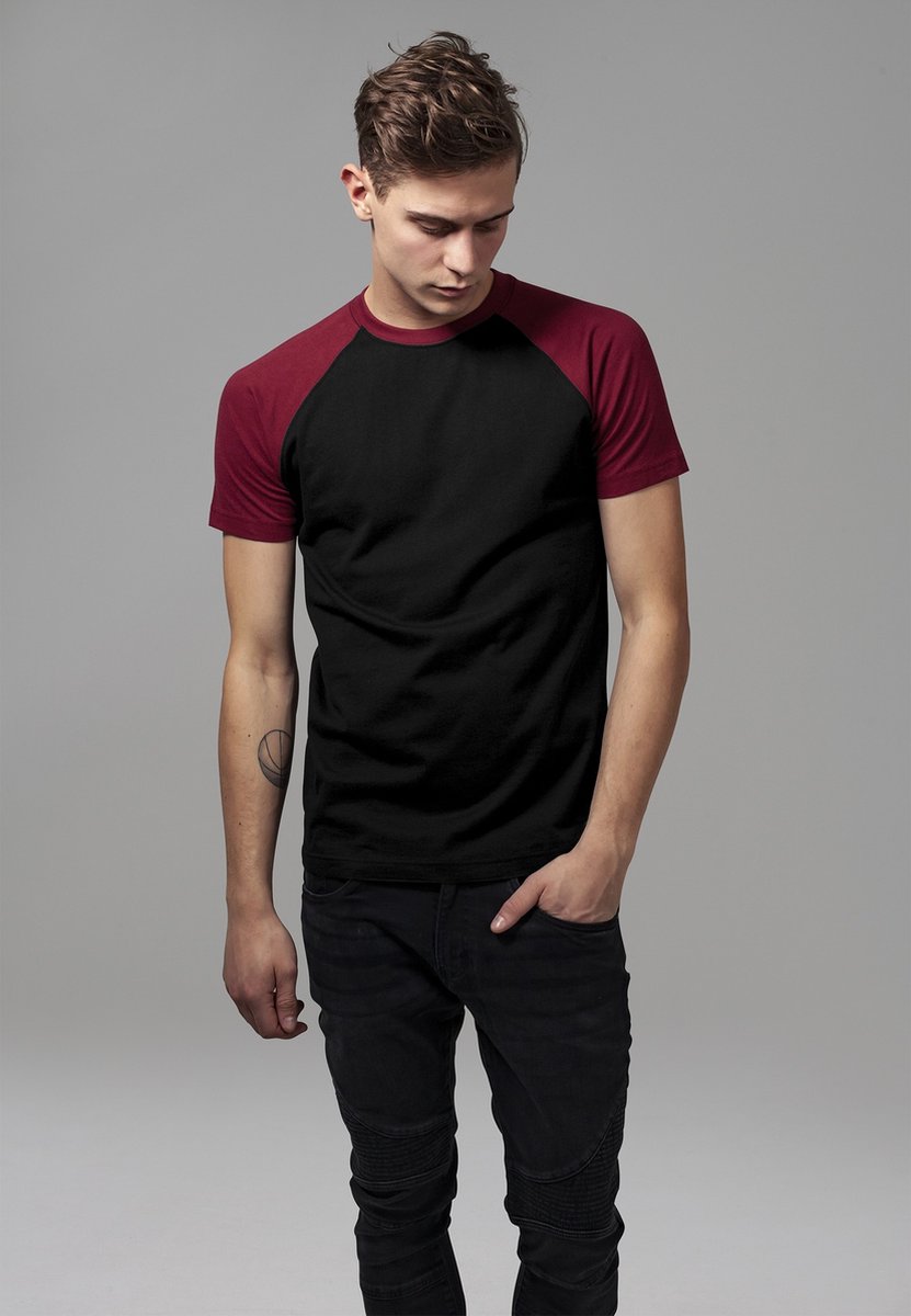 Urban Classics Raglan Contrast Heren T-shirt 4XL Zwart