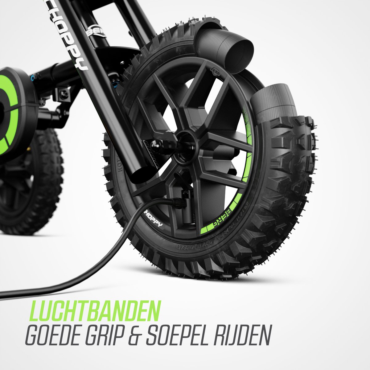 BERG Choppy Neo Skelter - Skelter met 3 wielen - 3+ Jaar - All Terrain Luchtbanden - Triker - Zwart/Groen — afbeelding 7