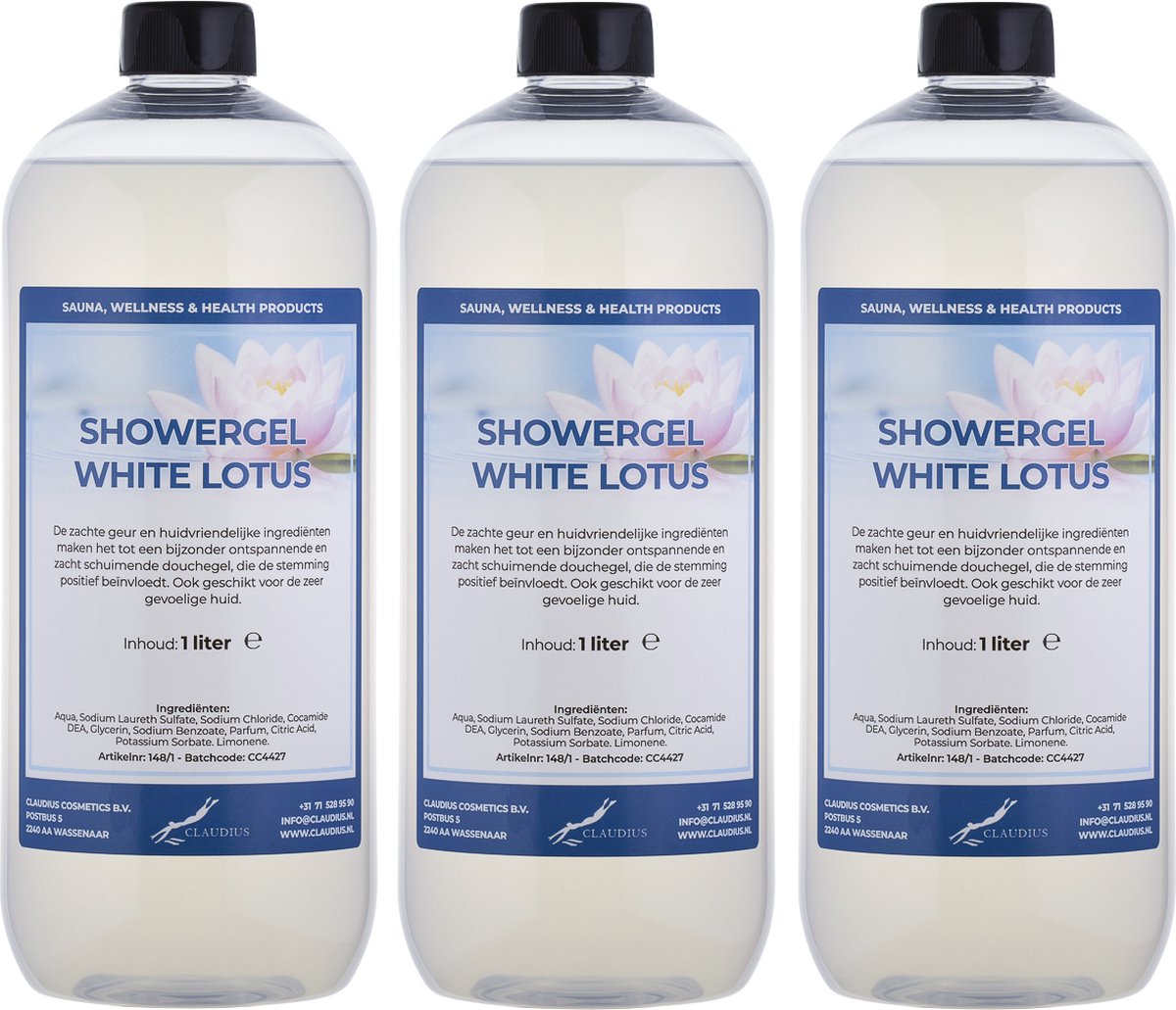 Goedkoopste Douchegel White Lotus 1 liter - set van 3 stuks - Showergel