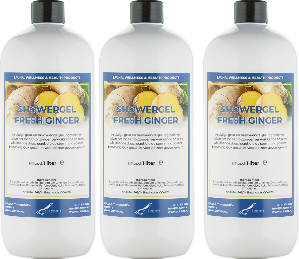 Goedkoopste Douchegel Fresh Ginger 1 liter - set van 3 stuks - showergel
