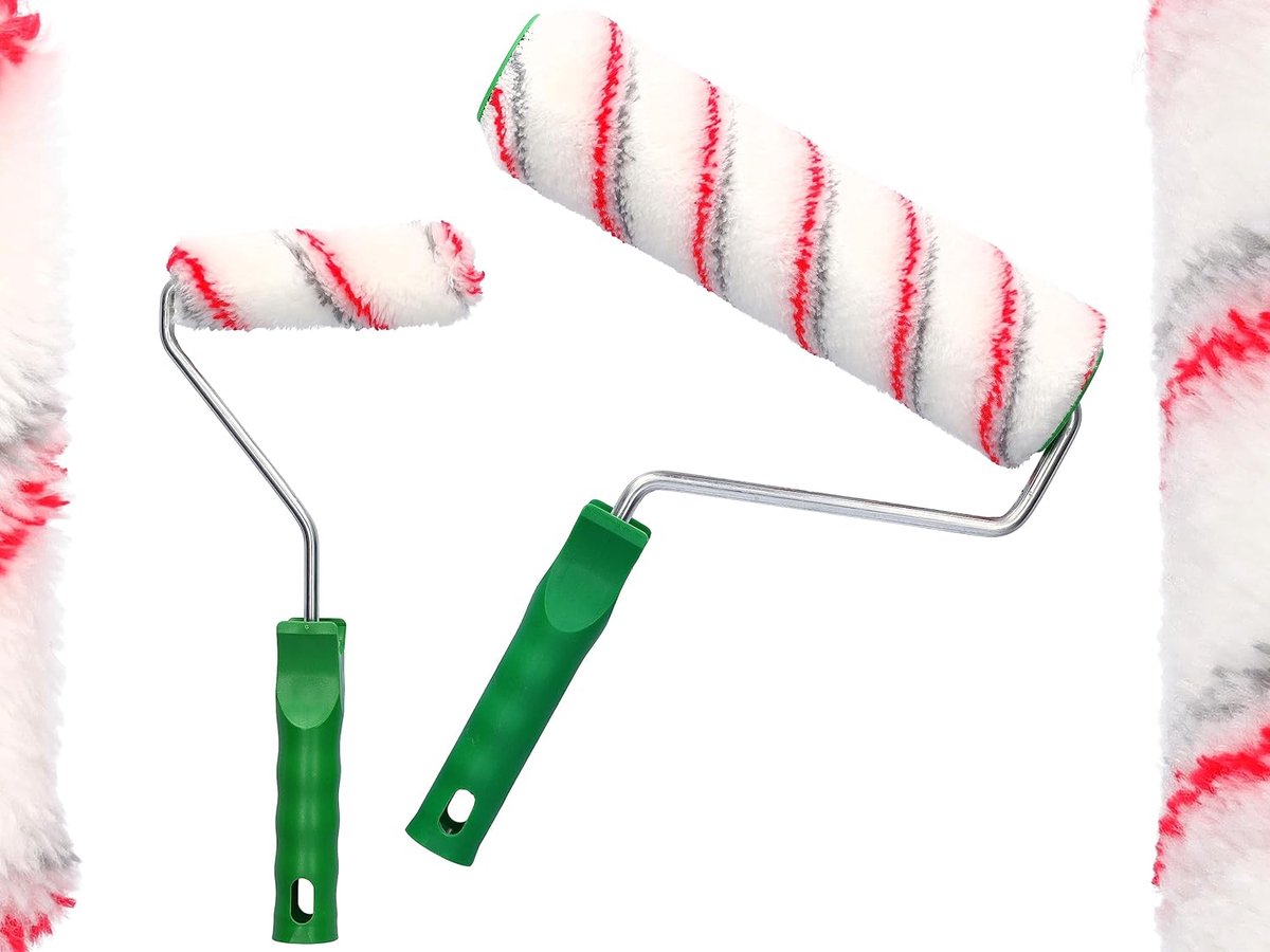 Schilderset voor schilderen, verfroller, muurverf, schilderset, schildersbenodigdheden, gereedschappen en behang, verfrollen voor lakken, schilderrol klein, 25 cm en 11 cm