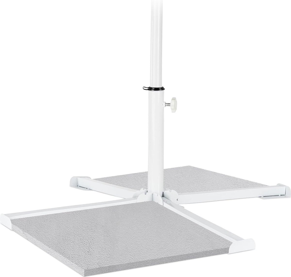 Parasolvoet kruisvoet 19 tot 34 mm parasoldiktes wit staal houder met klem parasolvoet