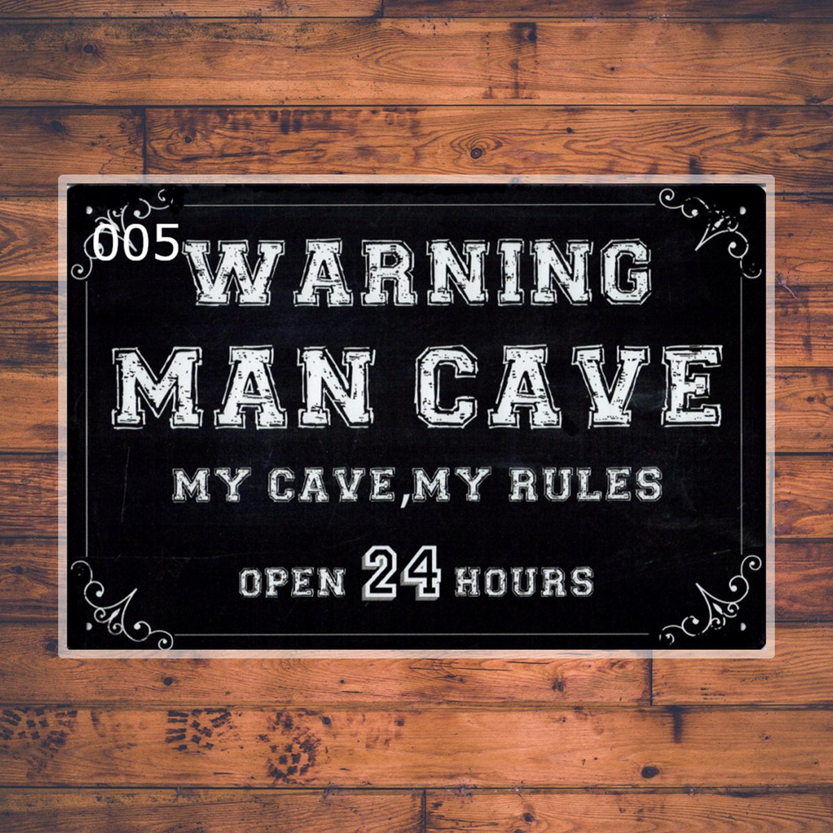 Wandbordje Warning Mancave
