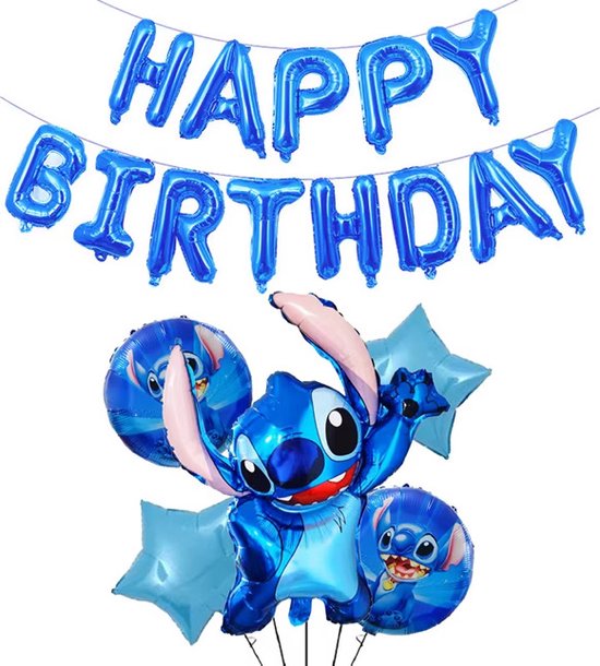 Foto: Ballonnen lilo en stitch blauw groot feest kind kinderfeest verjaardag