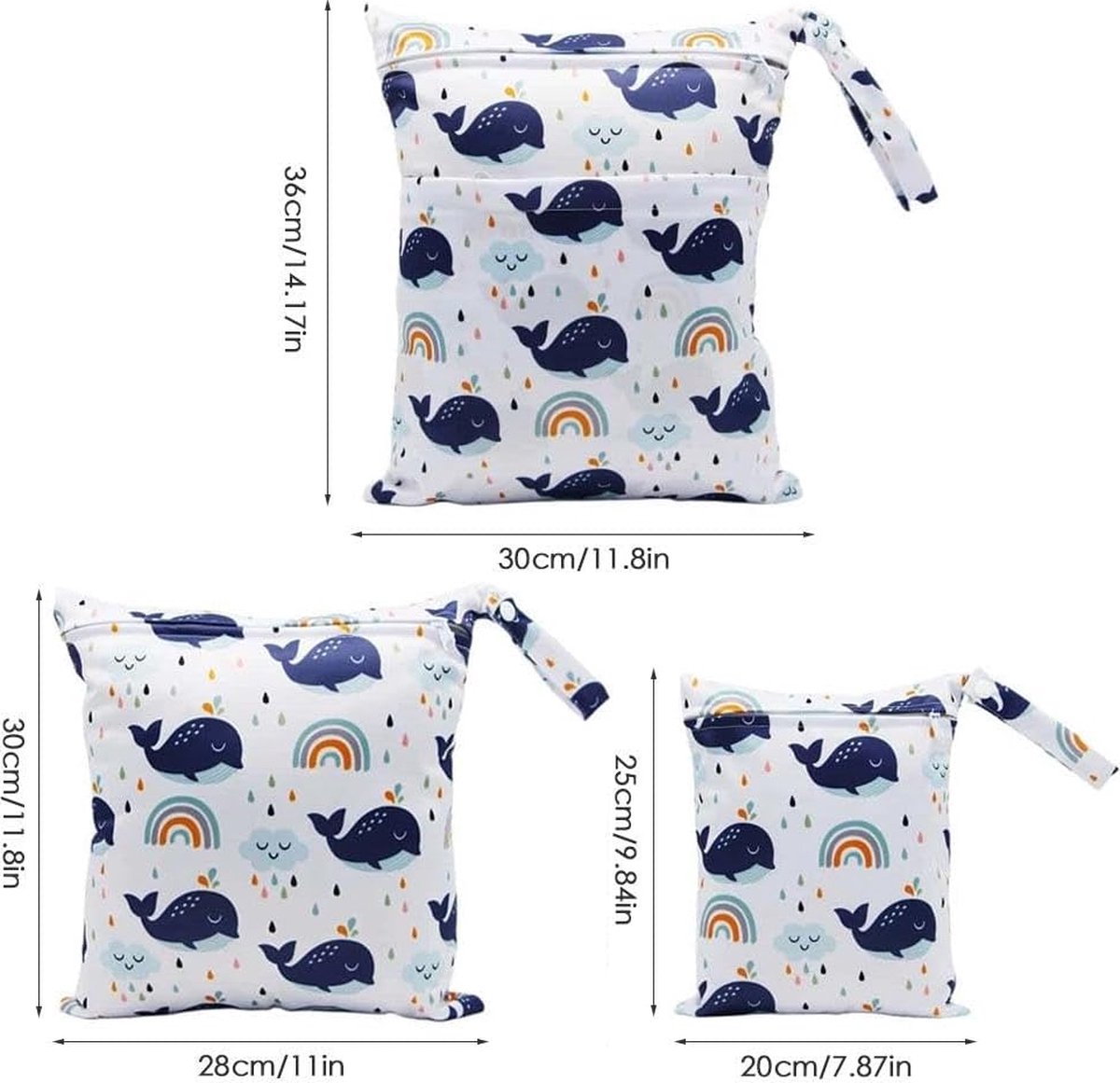 3 stuks wetbags grote waszak voor kleuterschool, 40 x 50 cm, waszak, vuile was, natte