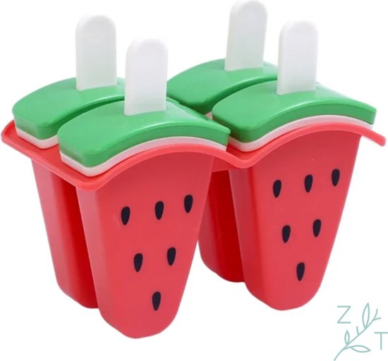 ZijTak - Watermeloen ijsvorm - ijsjesvorm - ijs - IJsjesvormen - Set van 4 Stuks