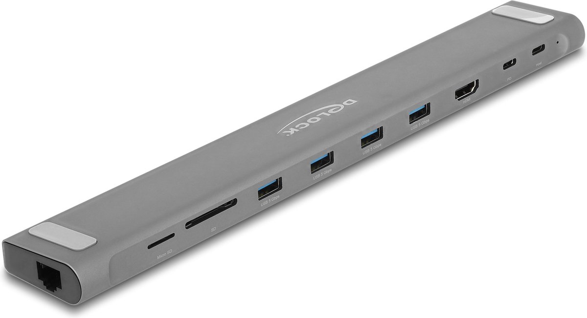 Delock USB Type-C™ Slim Docking Station 4K - HDMI / USB 3.2 Gen 1 / LAN / SD / PD 3.0