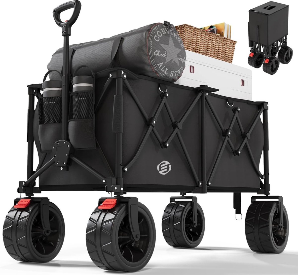 Equivera Bolderkar - Opvouwbare Bolderkar - Bolderwagen - Draaibare Wielen - Meerdere Standen - Strandkar