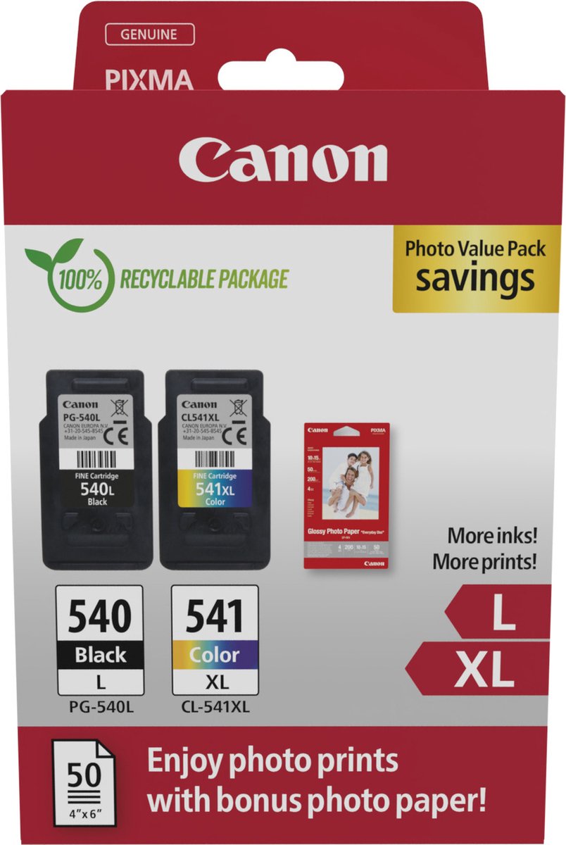 Canon Inktcartridge PG-540L + CL-541XL zwart + kleur 5224B012