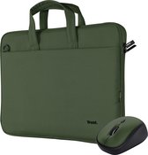 Bol.com Trust Bologna - Laptoptas en Muis - 16 inch - Stille Draadloze Muis - 1600 DPI - Gerecycled materiaal - Groen aanbieding