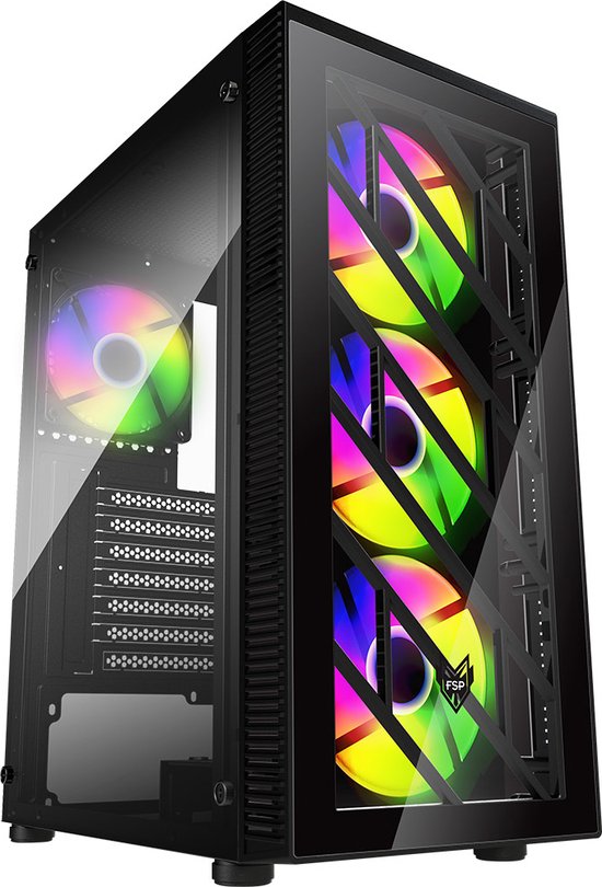 FSP CMT192 – Miditowermodel – ATX, Micro-ATX, Mini-ITX – geen voeding – gehard glas, staal – zwart