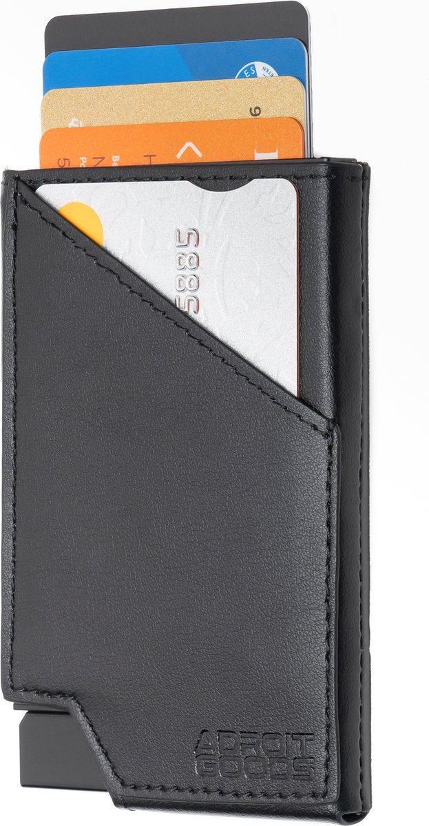 AdroitGoods Pasjeshouder 7 Pasjes Portemonnee - Creditcardhouder Met RFID Technologie - Leder - Zwart