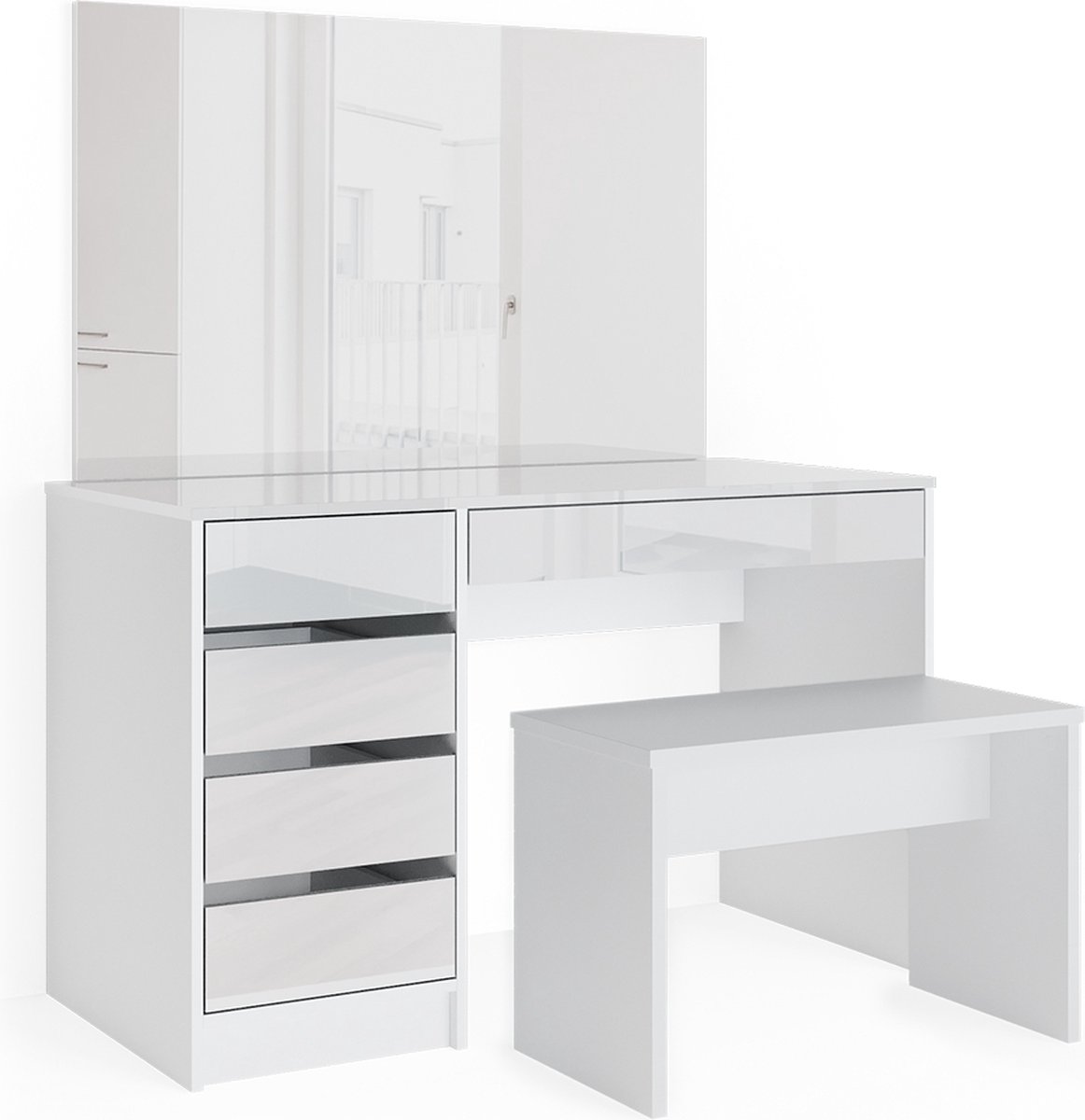 Vicco Kaptafel Sherry, Wit, 120 cm met spiegel en bank