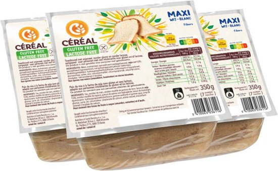 Foto: C r al maxi brood wit glutenvrij lactosevrij 3 x 350 gr voordeelverpakking