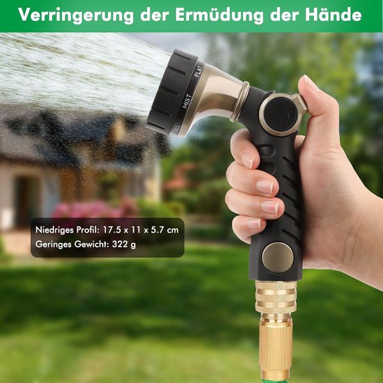 Metaal Heavy Duty Robuuste Tuinwaterspuit - Reinigen en Besproeien - Hogedruk Tuinslang Sproeier - 7 Patronen voor Tuinirrigatie en Autowassen — afbeelding 4