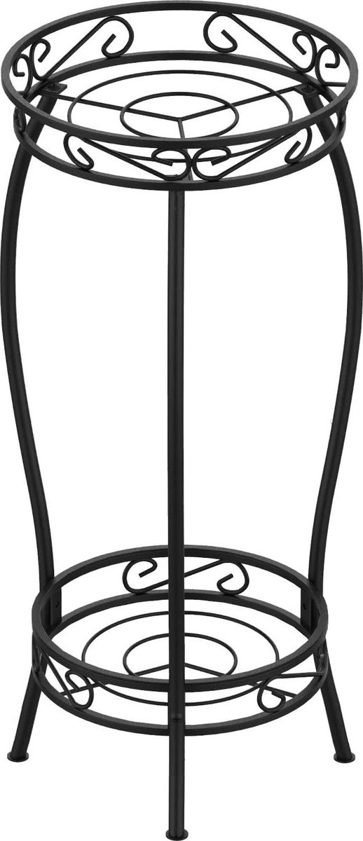Plantenstandaard 68 cm - 2-traps bloemenstandaard voor binnen en buiten - zwart