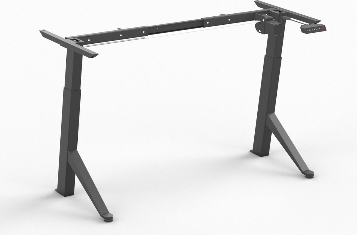 Worktrainer - Y-Desk Zit sta bureau Elektrisch Frame - Hoogte 70 cm - 115 cm - Breedte 110 cm - 160 cm - In hoogte verstelbaar Bureau Onderstel - Zwart - Memory display