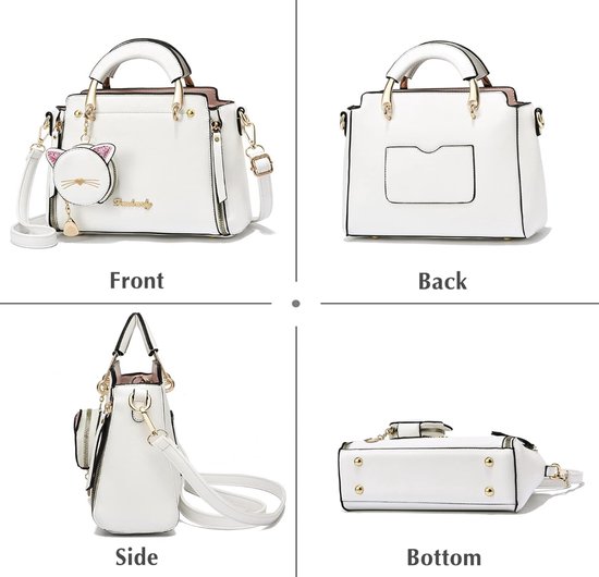 PORRASSO Vrouwen Crossbody Tas Multi-pocket Schoudertas Leer Waterdicht, Grijs, Large, Elegant, vintage