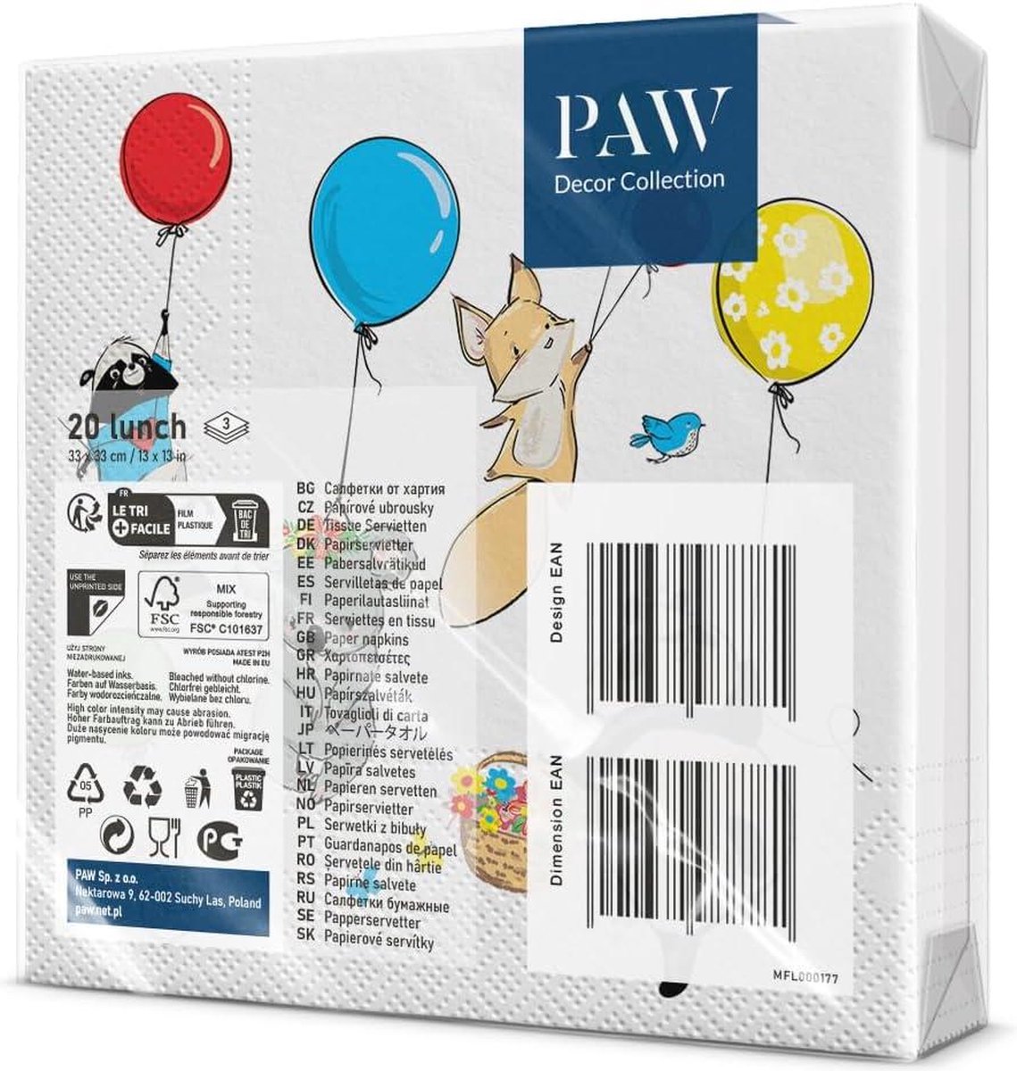 Kotkiddy 20 stuks meerkleurige panda servetten 33 x 33 cm kinderverjaardag decoratie Kotkiddy 20 stuks meerkleurige panda servetten 33 x 33 cm kinderverjaardag decoratie