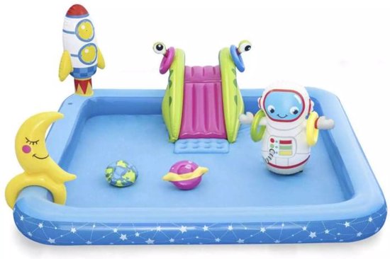 Zwembad - Water Speel Center - Kleine Astronaut - Play center Lil' Astronaut - Opblaasbare Glijbaan en Ruimtespellen - Vanaf 2 jaar - Zwembaden Galaxy