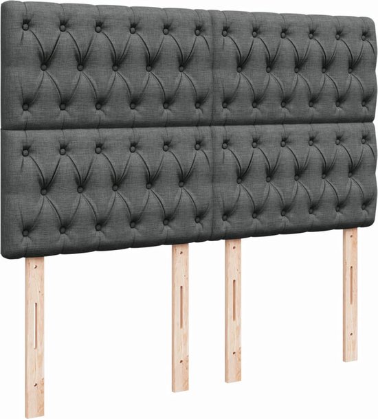 vidaXL - Sommier tapissier - avec - matelas - tissu - gris foncé - 140x190 - cm