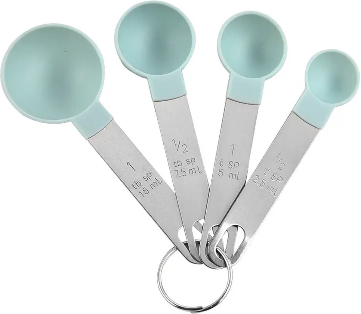 4-delige Maatlepel set - 1 tbsp, 1/2 tbsp, 1 tsp, 1/2 tsp - meetlepels maatcups - measuring spoons - stainless steel handvat - RVS - IXEN