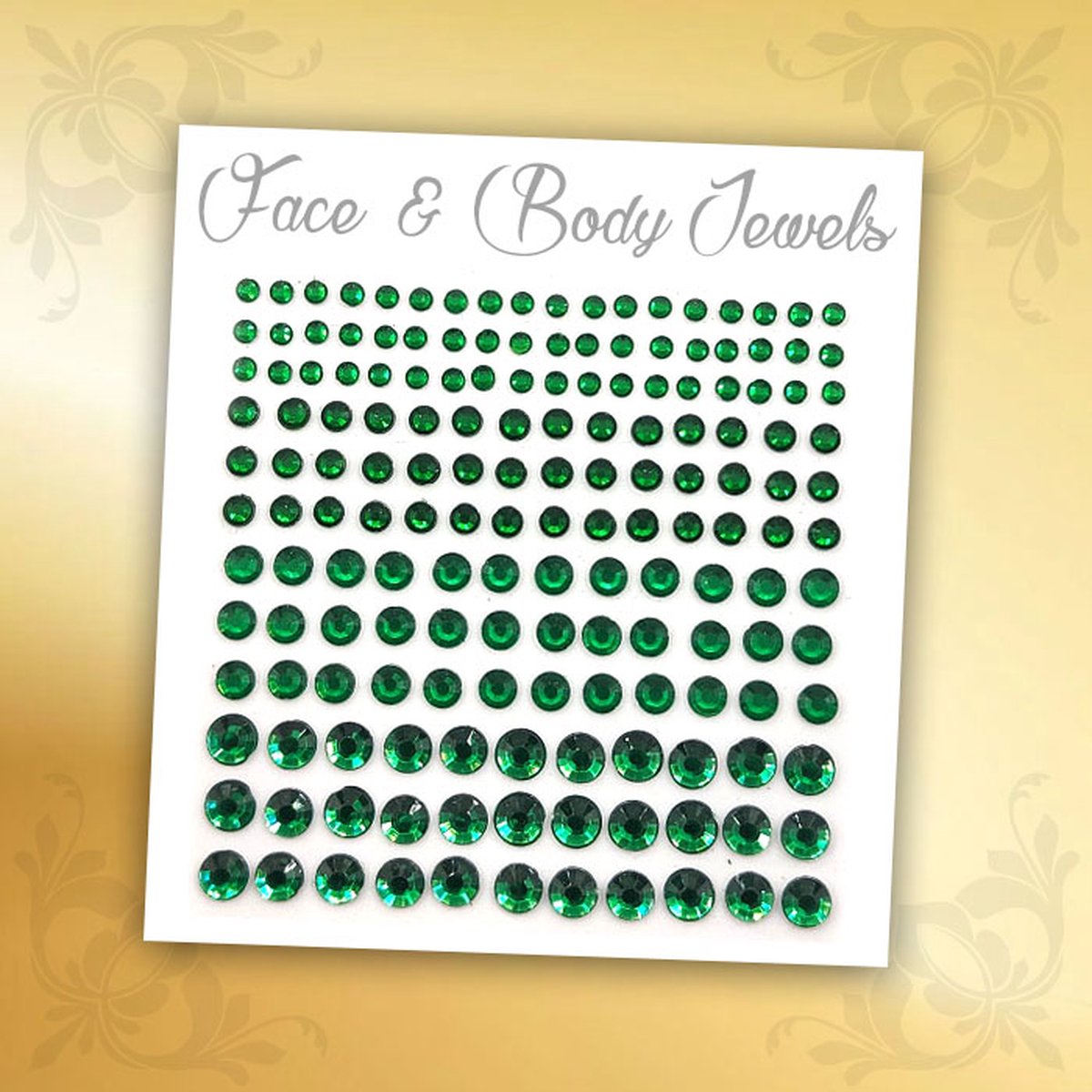 Glitter Face & Body Jewels (Groen) - Festival Glitters - Steentjes Strass met Plaklaag - Plak Diamantjes voor Lichaam en Gezicht - Rhinestone Diamonds Gems Euphoria