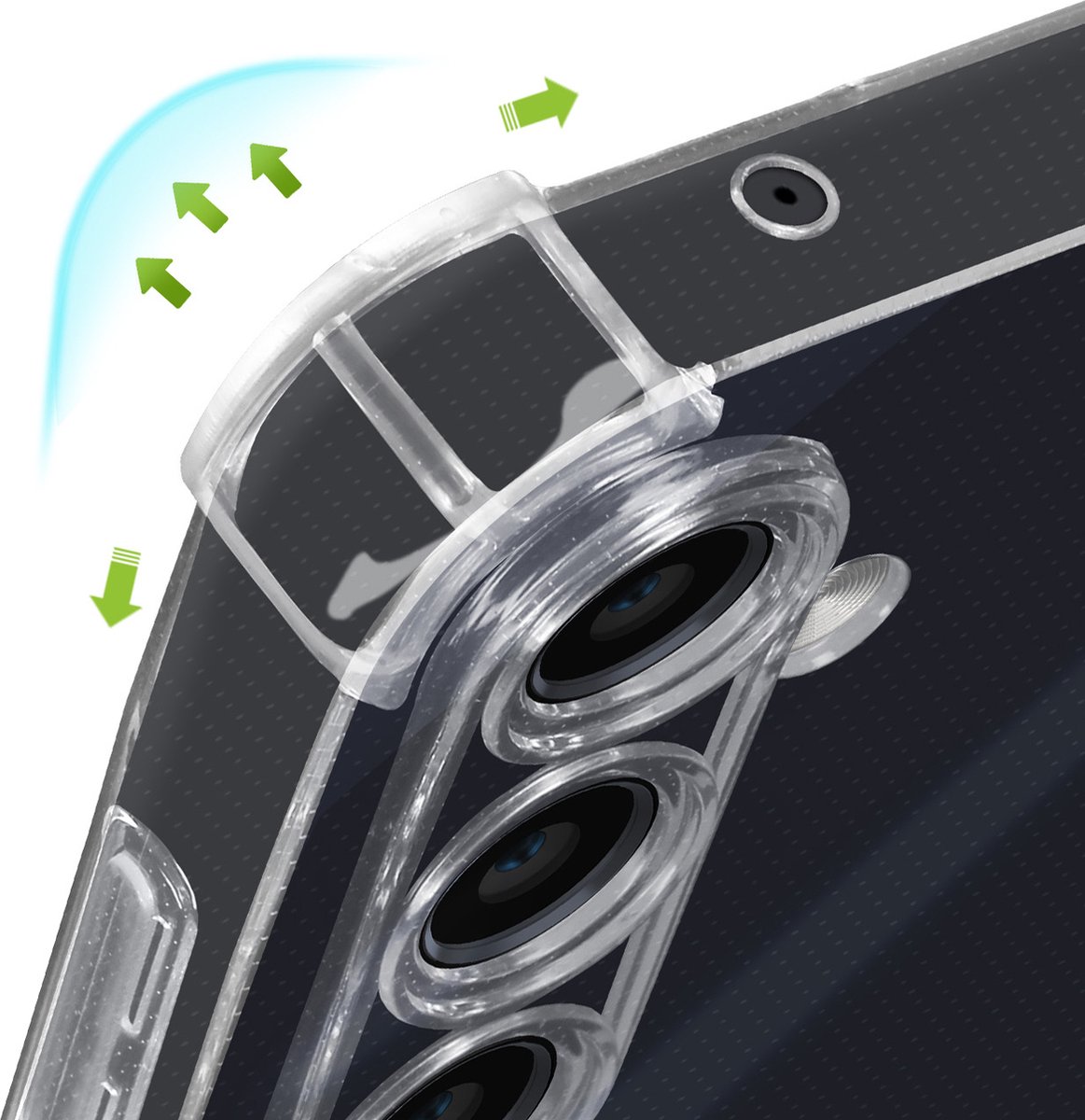 Mayaxess, Hoes Geschikt voor Samsung Galaxy A55 Silicone bumper Versterkte hoeken, Transparant