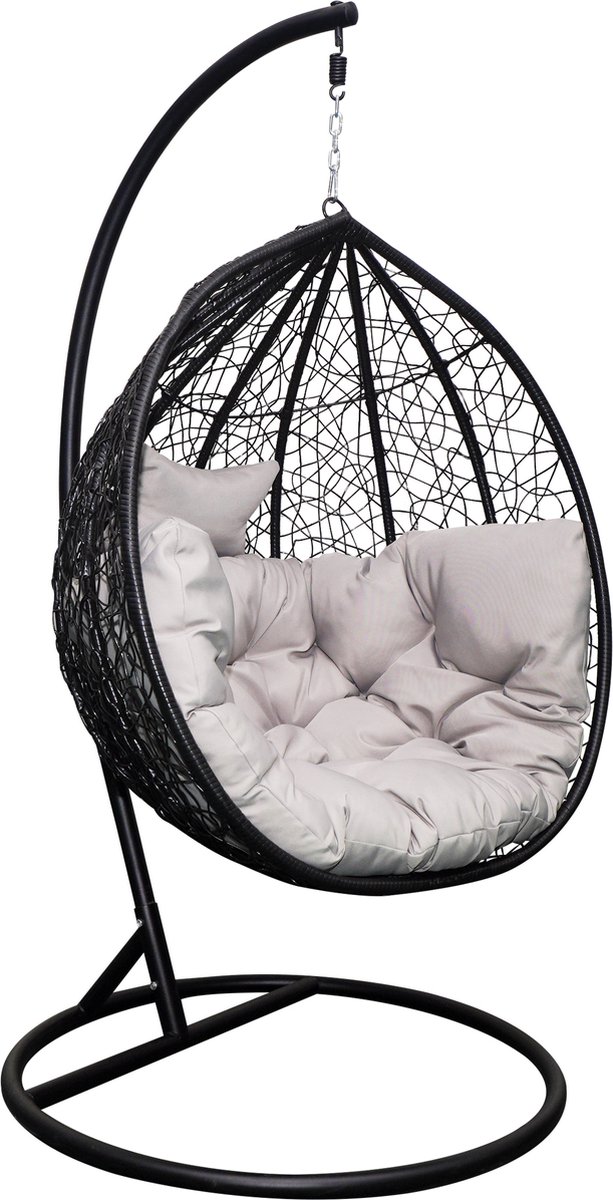 Bol.com arash® XXL Egg Hangstoel – Hangstoel met standaard – Egg Chair – tot 150kg – Lichtgrijs aanbieding