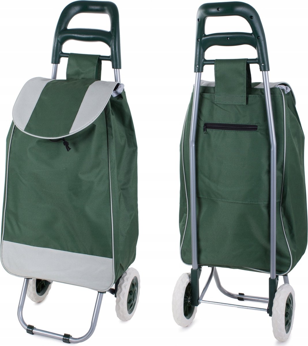 Trolley Boodschappen Tas Wagen Op 2 Wieltjes - Boodschappentrolley groen Grijs