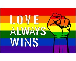 love always wins regenboog vlag 90 x 150 cm Pride vlag - LGBT vlag - Gay vlag - Gaypride - Rainbow Flag -Regenboogvlag - LGBT Gay Pride Vlag
