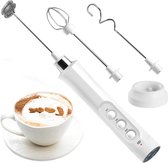 Bol.com Elektrische melkopschuimer met 3 snelheden - oplaadbaar - inclusief 3 opzetstukken - koffie opschuimer aanbieding